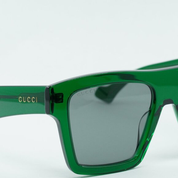 Gucci GG0962S 010 Sunglasses Green Square Frame, Grey Lenses - Picture 4 of 11